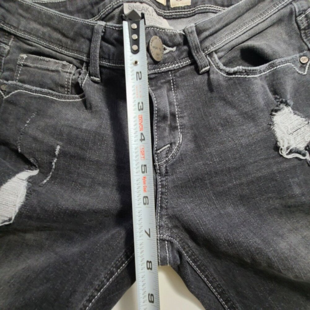 Sneak Peek Jeans Womens Size 5 Faded Black Whisker Wash Skinny Distressed Casual - Picture 7 of 12
